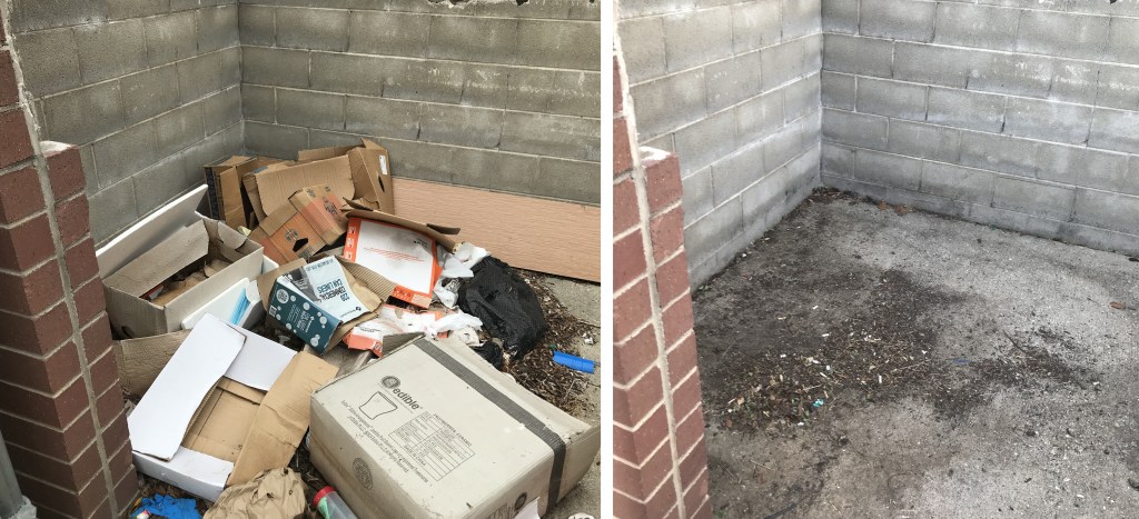 Garbage corral clean out boxes.